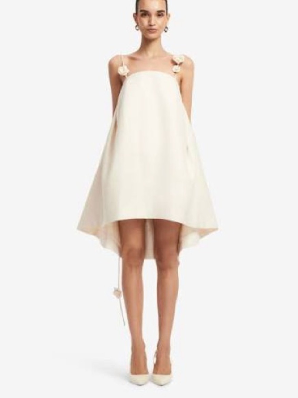 Leo Lin Off-White Satin Mini Dress